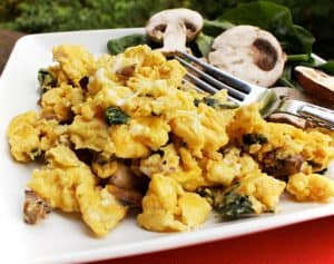 Mushroom Omelets with Steamed Sweet Potatoes