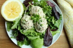 Tuna Salad over mixed Greens.