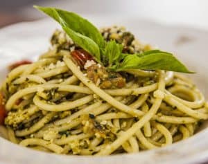 Grilled Chicken and Pesto Brown Pasta