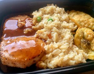 Steamed Fish w/ Veggie Egg Muffin and Rice Pilaf