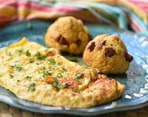 Mixed Veggies Omelette with Plantain Bolon