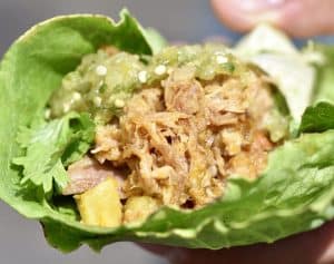 Carnitas Lettuce Wraps with Salsa Verde with Pineapple & Salsa