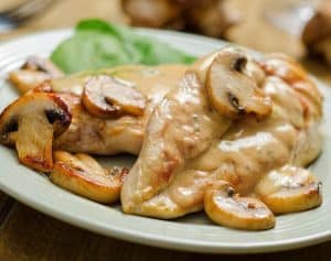 Mushroom Chicken with Sweet Potato Mash