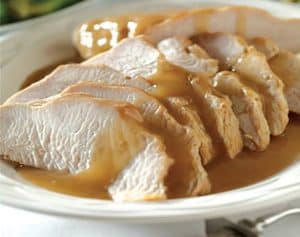 Baked Turkey with Gravy and Sweet Potato Mash
