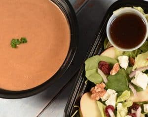 Lentils Bisque and Apple Walnut Cranberry Salad