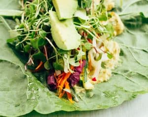 Collard Wraps with Hummus Dip