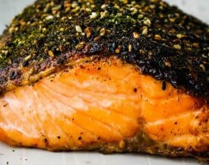 Furikake salmon with Asian salad